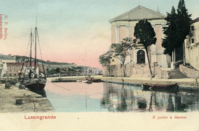 lussingrande harbor at church 1900.jpg